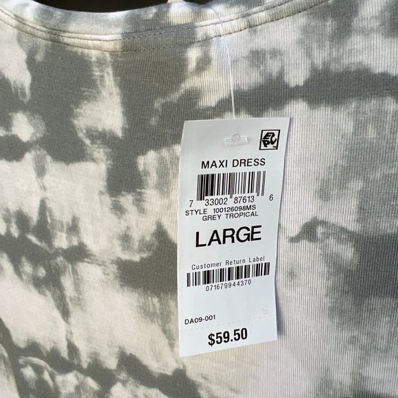 NWT Style & Co Tie Dye Maxi Dress Short Sleeve Scoop Neck Grey & White Size L - Picture 6 of 9
